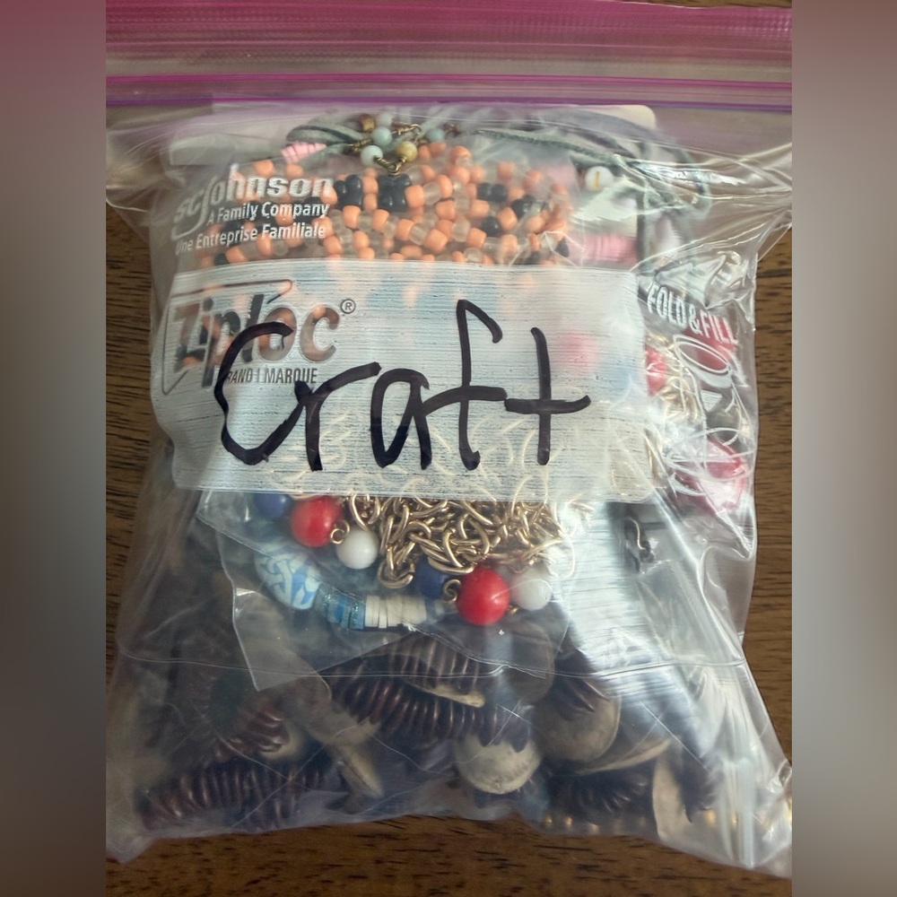 Craft jewelry, one pound, lots of beads, gold and silver